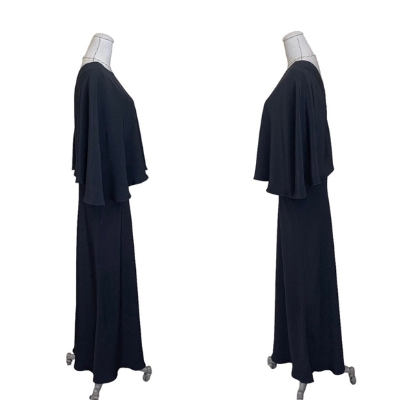 Alessandra Rich Black Capelet Silk Gown sz 40 - Picture 12 of 15